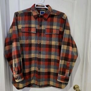 LL Bean Traditional Fit Cotton Flannel Shirt Sz Large Multicolor